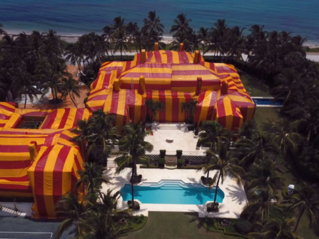 Fumigation tent over hotel resort