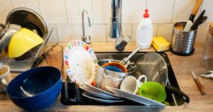 Dirty dishes in sink