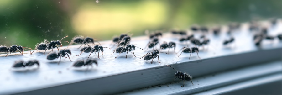 Line of Black Ants Crawling